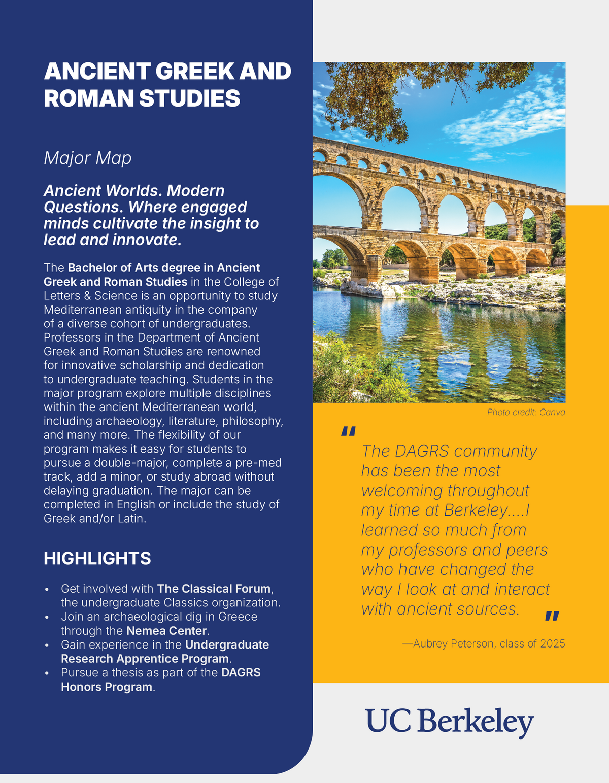 Link to download the Ancient Greek and Roman Studies major map print version