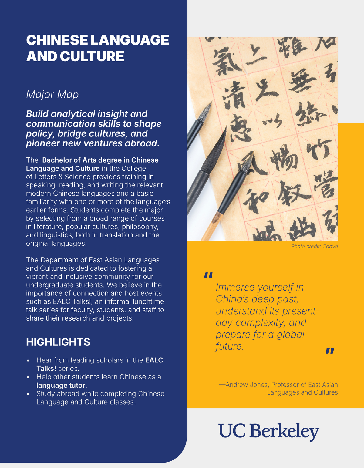 Link to download the Chinese Language and Culture major map print version