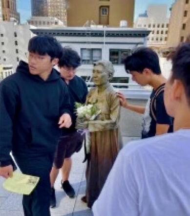 Students in Kim's Korean Class Visiting San Francisco WW II Comfort Women Memorial