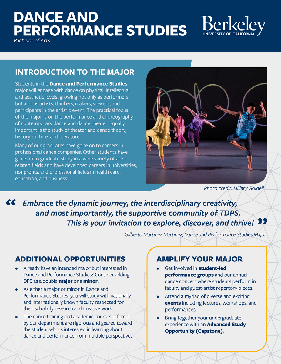 Link to download the Dance and Performance Studies major map print version